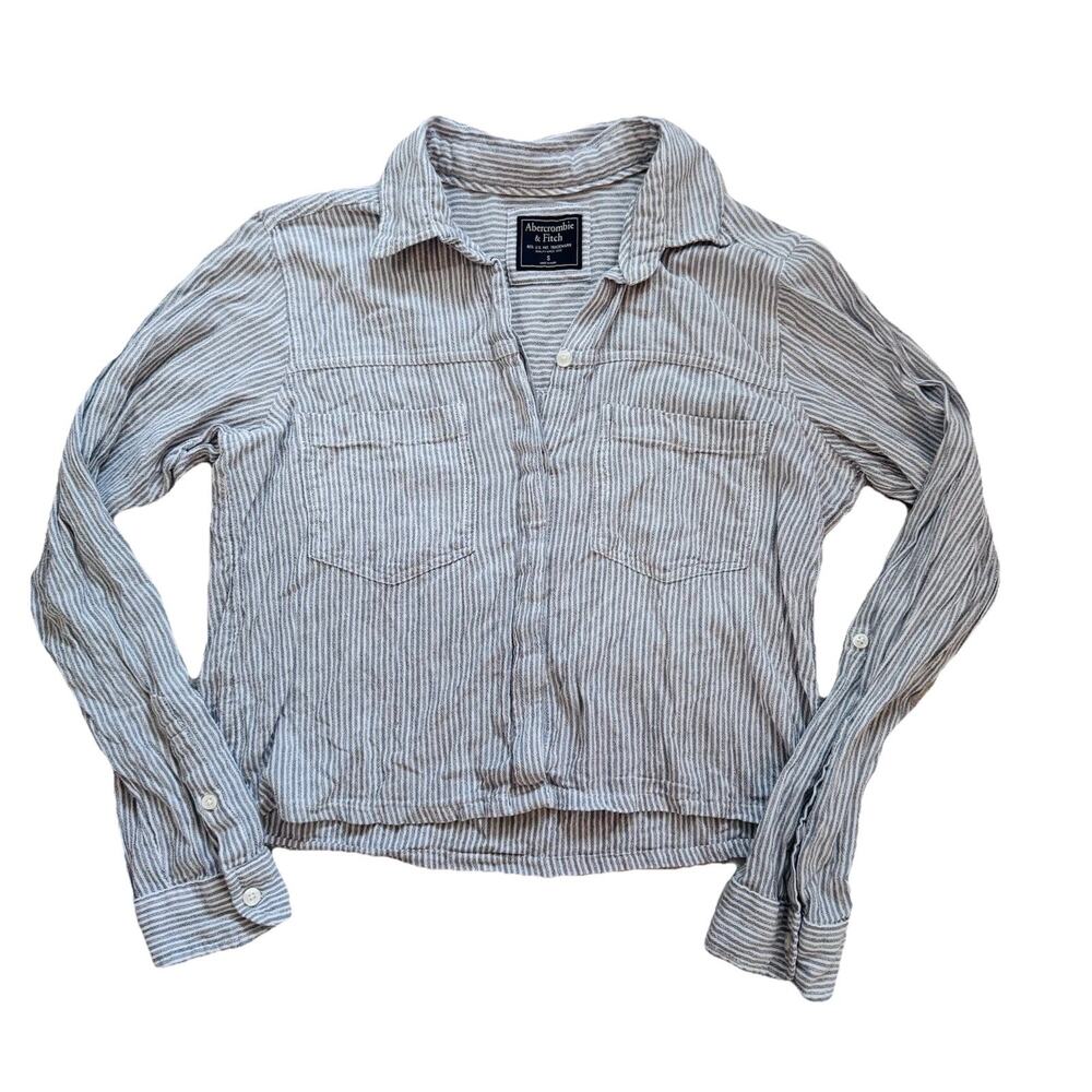 Abercrombie & FItch Women’s Striped Boxy Blouse Shirt SZ S Preppy Classic
